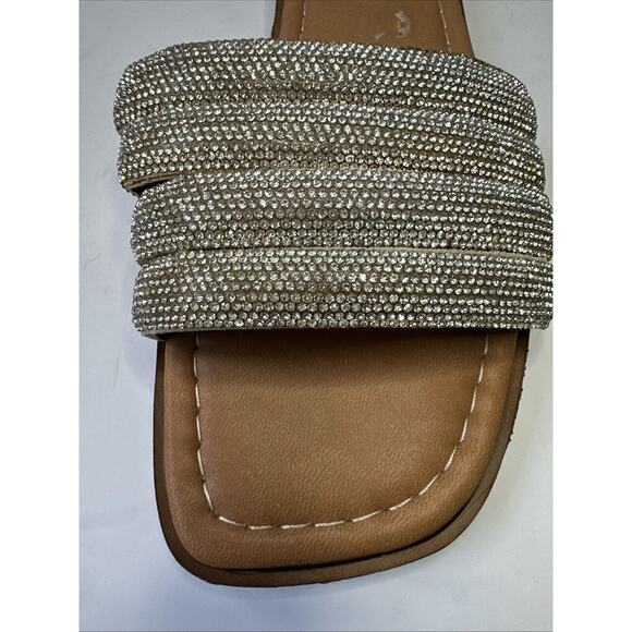 Mariella Leather Slip-On Sandals Faux Diamond Accent Size 8 - Picture 7 of 10